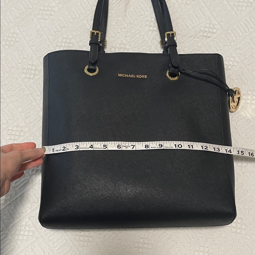 Michael Kors Black leather Tote Bag large MK purse - Picture 16 of 17